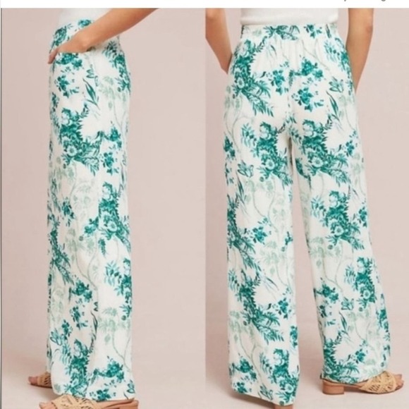 Anthro EttTwa Wide Leg Floral Pants Size 2 - Picture 1 of 6